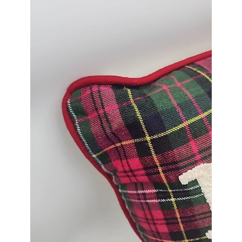 PIER 1 MERRY and BRIGHT Holly Sprig THROW PILLOW Red And Green Plaid 18